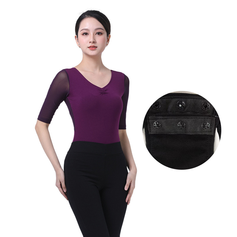 Îmbrăcăminte de antrenament pentru square dance – mâneci medii, material plasă, bumbac, căptușeală din mătase de lapte