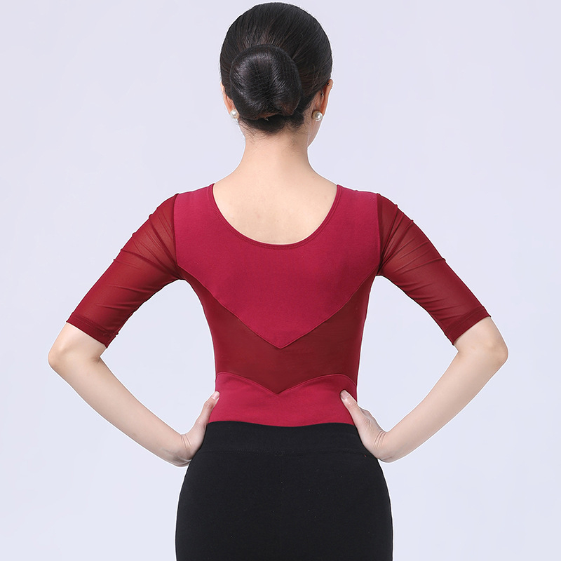 Îmbrăcăminte de antrenament pentru square dance – mâneci medii, material plasă, bumbac, căptușeală din mătase de lapte