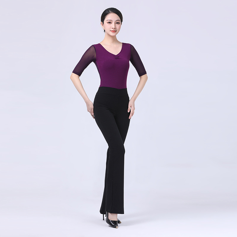 Îmbrăcăminte de antrenament pentru square dance – mâneci medii, material plasă, bumbac, căptușeală din mătase de lapte