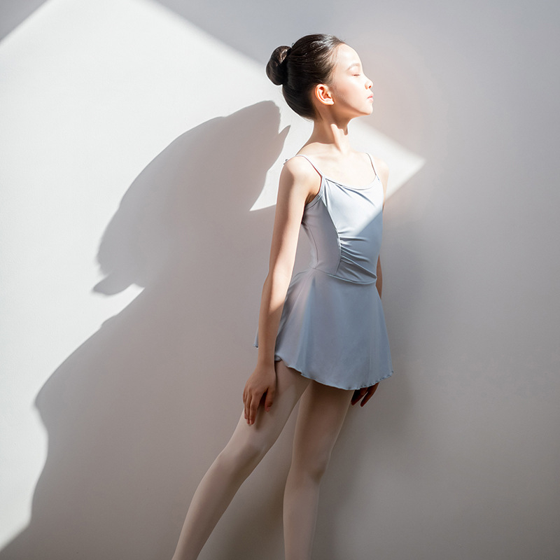 Begeya Fustă balet cu bretele pentru fete – plisată, nylon/spandex 75/25, vârsta 3–8 ani, stil prințesă