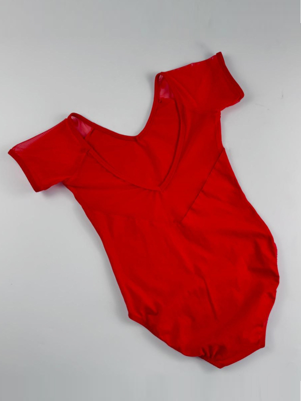 Lányoknak szóló tánc- és gimnasztika overál rövid ujjú hálós panellel, 85% pamut, puha kezelésű anyag, nyár 2024, 3-8 éveseknek