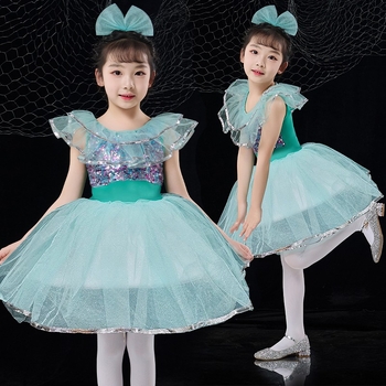 Lányoknak szóló balett–jazz táncruha tüll szoknyával és flitterekkel, pamut-spandex keverék, 90% spandex, tavasz 2024
