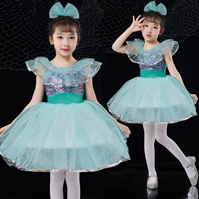 Lányoknak szóló balett–jazz táncruha tüll szoknyával és flitterekkel, pamut-spandex keverék, 90% spandex, tavasz 2024