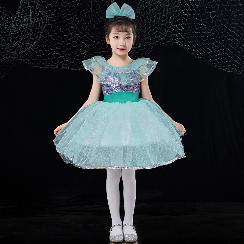 Lányoknak szóló balett–jazz táncruha tüll szoknyával és flitterekkel, pamut-spandex keverék, 90% spandex, tavasz 2024
