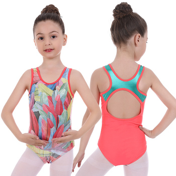 Gyerekek számára táncruha – leopárdmintás feliratos dizájn, poliészter-keverék 80%, lágy felületű anyag, 3–8 éveseknek, alkalmas edzésre és balettelőadásokra