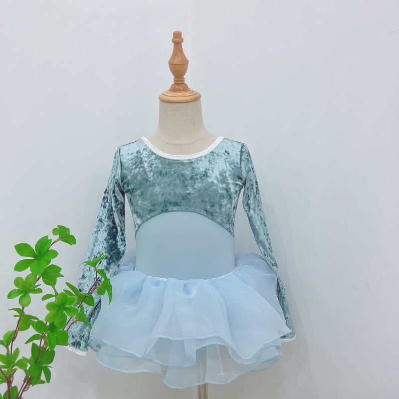 Dječji plesni bodiji s dugim rukavima, s veluro panelima, za kineski ples, narodni ples i balet; 80% najlon, tkanina brocade imitation cotton; za djevojčice od 8 godina