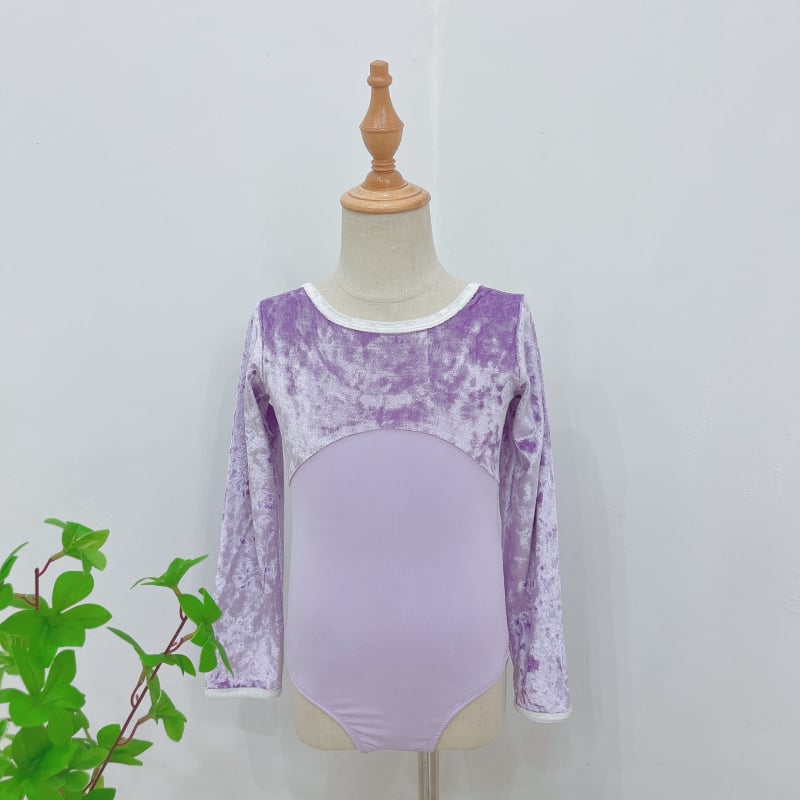 Dječji plesni bodiji s dugim rukavima, s veluro panelima, za kineski ples, narodni ples i balet; 80% najlon, tkanina brocade imitation cotton; za djevojčice od 8 godina