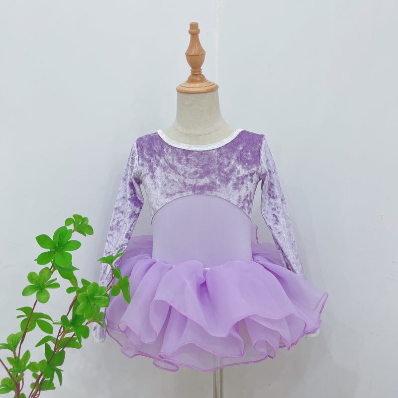 Dječji plesni bodiji s dugim rukavima, s veluro panelima, za kineski ples, narodni ples i balet; 80% najlon, tkanina brocade imitation cotton; za djevojčice od 8 godina