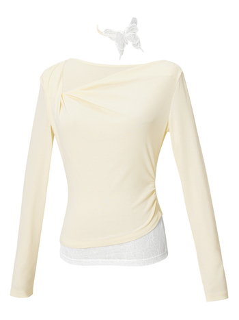 Modern tánc gyakorló felső nőknek, asymmetrikus hosszú ujjú, bélés 92% pamutból 8% elasztánból, tavasz–ősz szezon, alkalmas hip-hopra és balettre