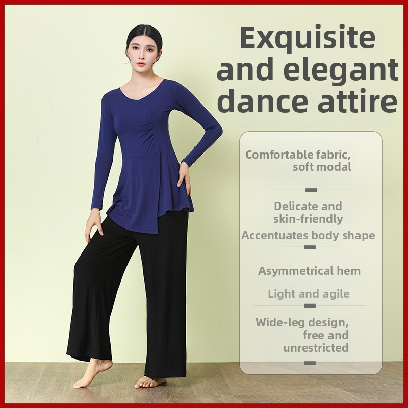 Modern táncruha széles lábú nadrággal, modál anyag (90% modál) és modál bélés (90%), nőknek, nyár–tavasz–ősz számára