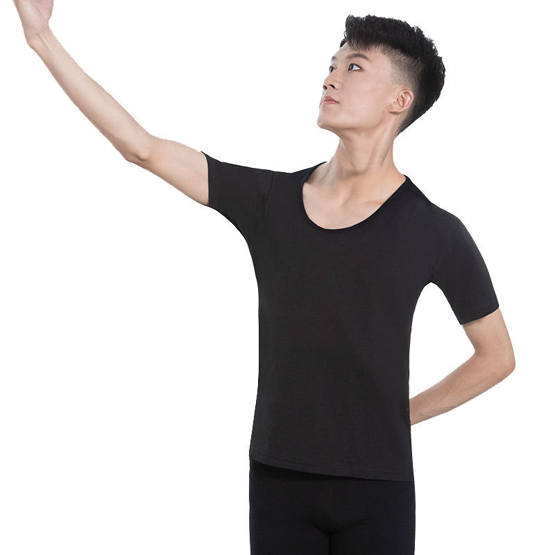 Modern tánc felső férfiaknak – felnőtt, rövid ujjú, pamut-nylon keverék anyag (50% nylon), balethez, drámához és etnikai táncokhoz alkalmas