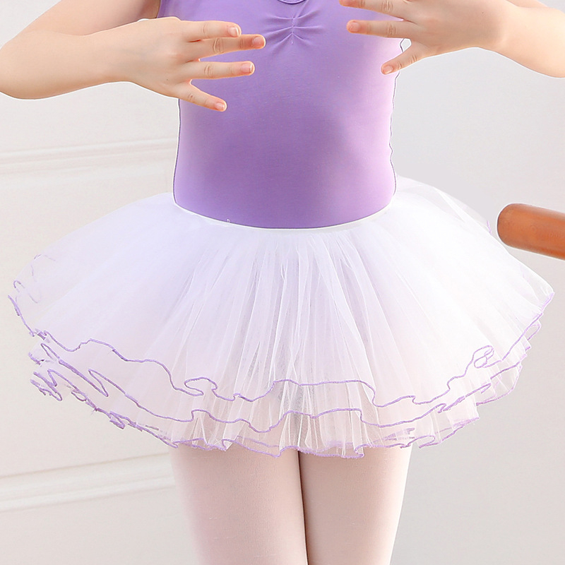 Kislányok részére félhosszú balett tutu, négy rétegű tüll, nylon anyagból, gyakorló balettruha, 3–8 évesek