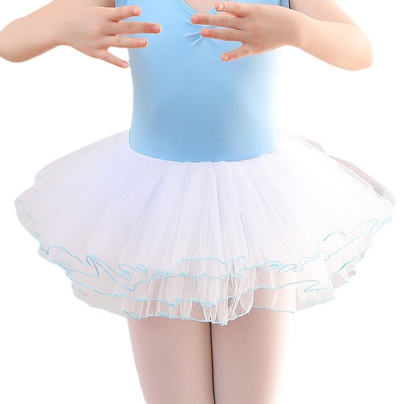 Kislányok részére félhosszú balett tutu, négy rétegű tüll, nylon anyagból, gyakorló balettruha, 3–8 évesek