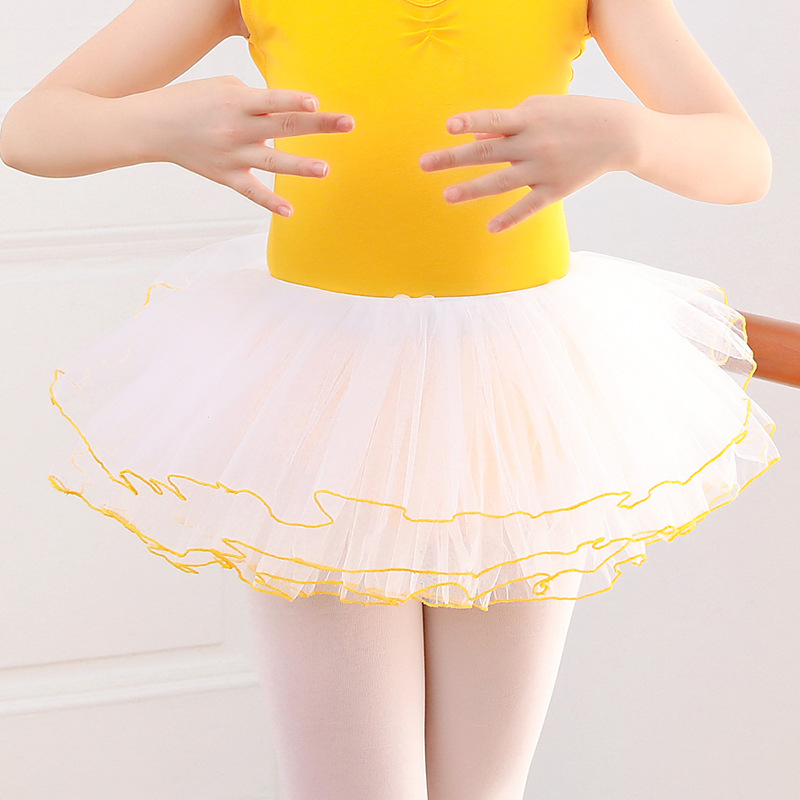 Kislányok részére félhosszú balett tutu, négy rétegű tüll, nylon anyagból, gyakorló balettruha, 3–8 évesek