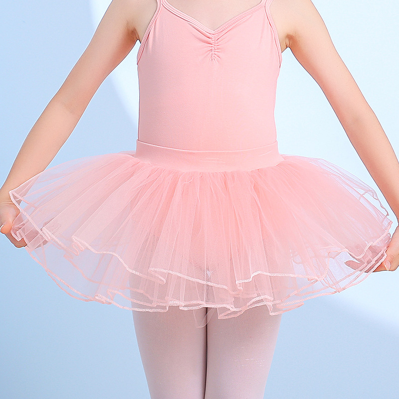 Kislányok részére félhosszú balett tutu, négy rétegű tüll, nylon anyagból, gyakorló balettruha, 3–8 évesek