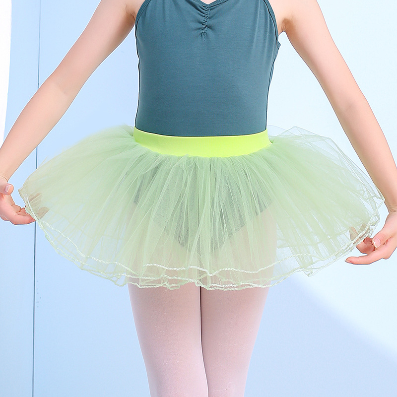 Kislányok részére félhosszú balett tutu, négy rétegű tüll, nylon anyagból, gyakorló balettruha, 3–8 évesek