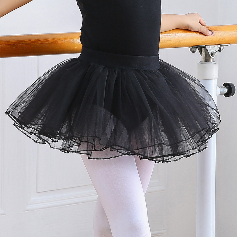 Kislányok részére félhosszú balett tutu, négy rétegű tüll, nylon anyagból, gyakorló balettruha, 3–8 évesek