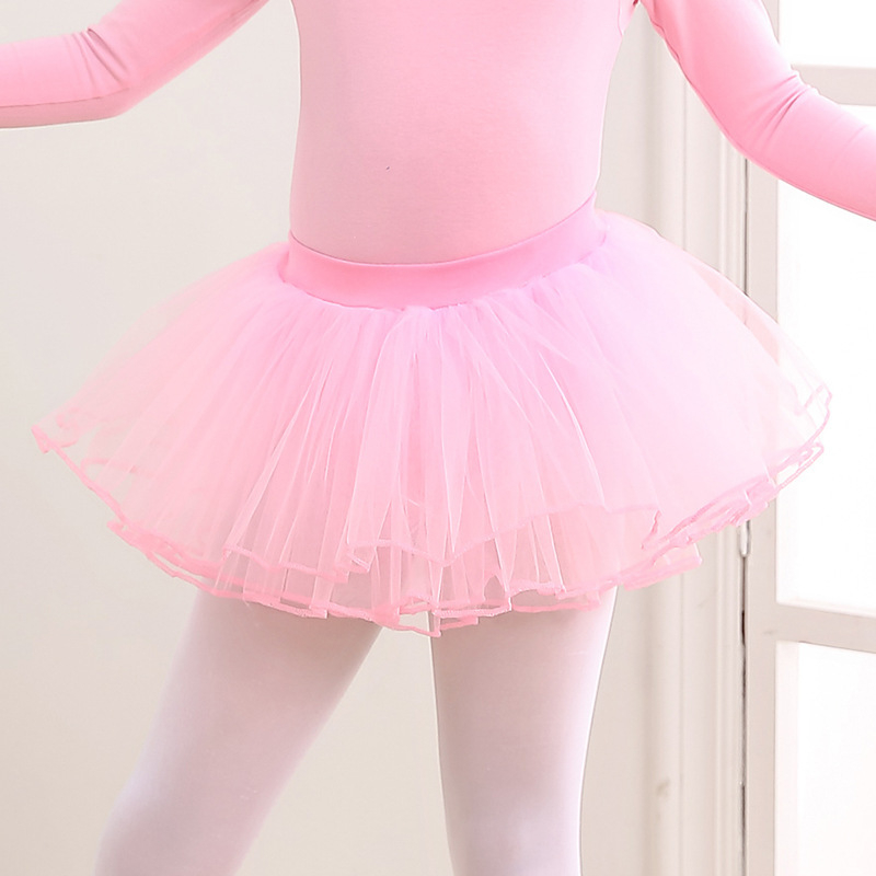 Kislányok részére félhosszú balett tutu, négy rétegű tüll, nylon anyagból, gyakorló balettruha, 3–8 évesek