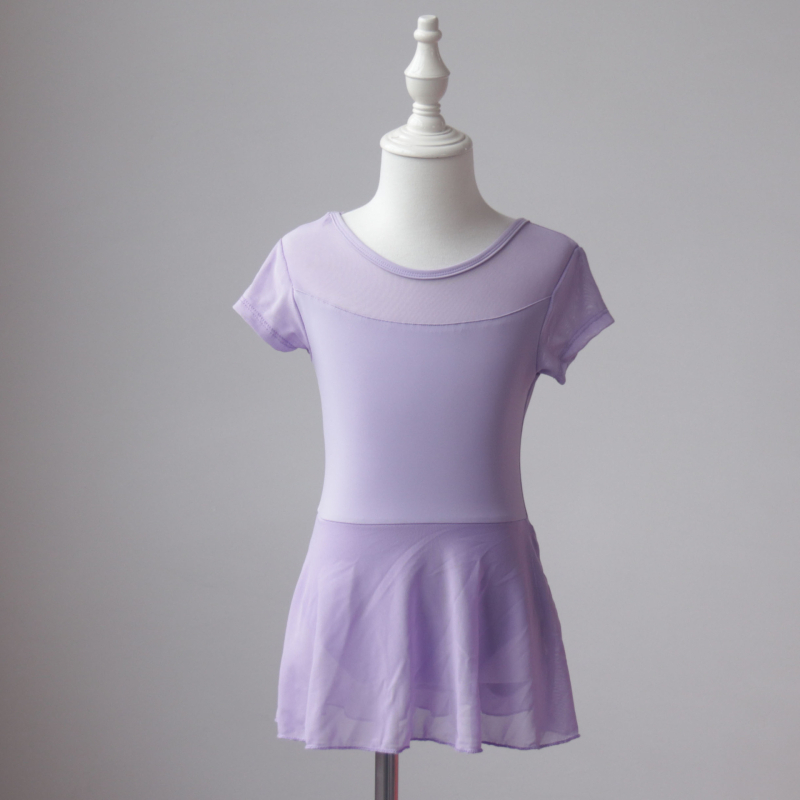 Nylon gyerekeknek szánt nyári táncruha edzésre, rövid ujjú, nyitott elejű egyrészes ruha balett és kínai tánc számára