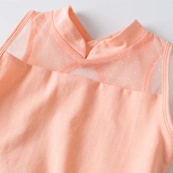 Gyerekeknek szóló ujjatlan táncruha csipkével a balethez és a kínai klasszikus táncokhoz | Pamut 93,5%, Puha feldolgozás, 3–8 éveseknek