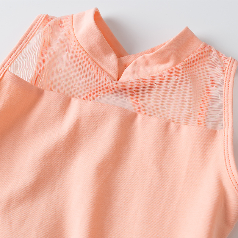 Gyerekeknek szóló ujjatlan táncruha csipkével a balethez és a kínai klasszikus táncokhoz | Pamut 93,5%, Puha feldolgozás, 3–8 éveseknek