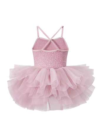 Leotard balet pentru fetițe cu tutu și bretele, material milk silk 70%, pentru vârsta 3–8 ani, stil balet, toamnă 2025