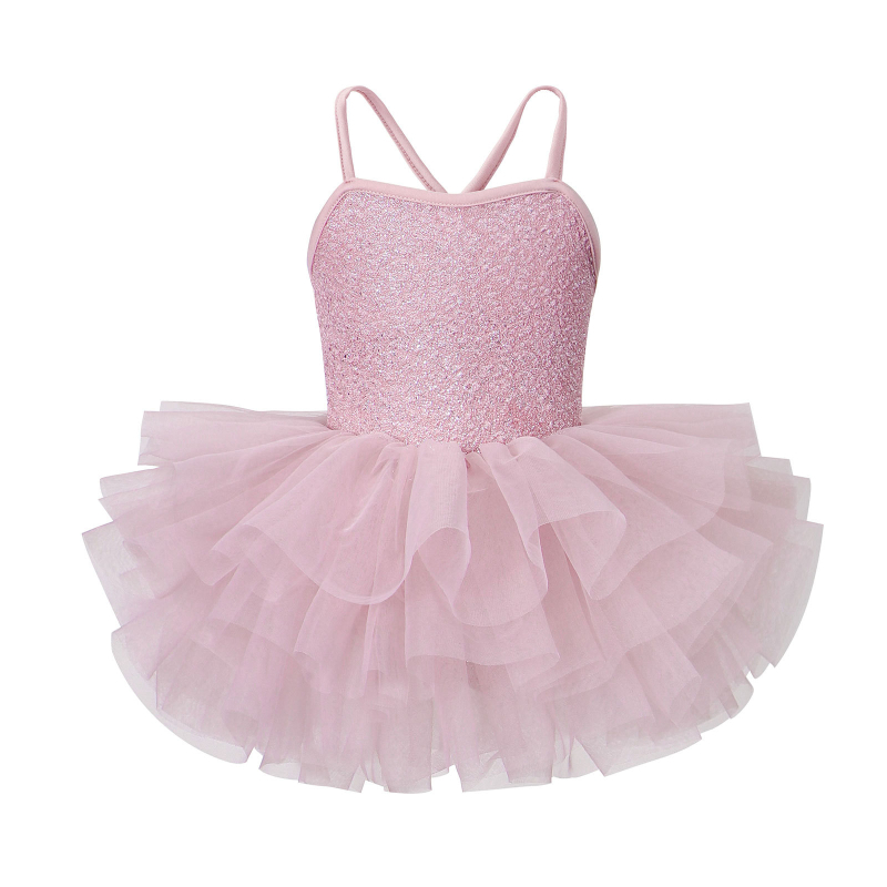 Leotard balet pentru fetițe cu tutu și bretele, material milk silk 70%, pentru vârsta 3–8 ani, stil balet, toamnă 2025