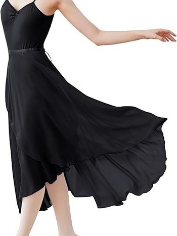 Fustă de balet pentru adulți, cu design cu șnur într-un singur pies, din chiffon, fustă lungă de dans pentru antrenament; poliester 95%+; Primăvara 2023
