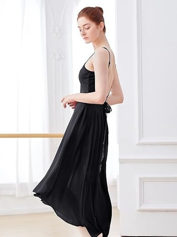 Fustă de balet pentru adulți, cu design cu șnur într-un singur pies, din chiffon, fustă lungă de dans pentru antrenament; poliester 95%+; Primăvara 2023