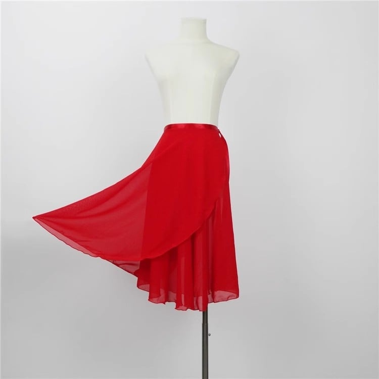 Fustă de balet pentru adulți, cu design cu șnur într-un singur pies, din chiffon, fustă lungă de dans pentru antrenament; poliester 95%+; Primăvara 2023