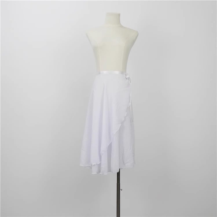 Fustă de balet pentru adulți, cu design cu șnur într-un singur pies, din chiffon, fustă lungă de dans pentru antrenament; poliester 95%+; Primăvara 2023