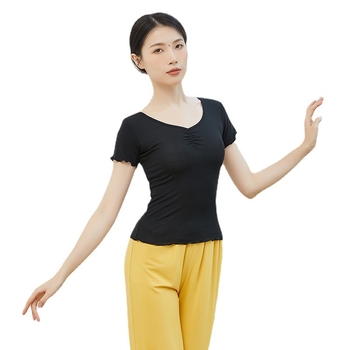 Женски топ за модерен танц, slim-fit, с къси и дълги ръкави, модал/памук 95%, подплата: модал 95% памук, подходящ за балет, латински и етнически танци, пролет-лято-есен
