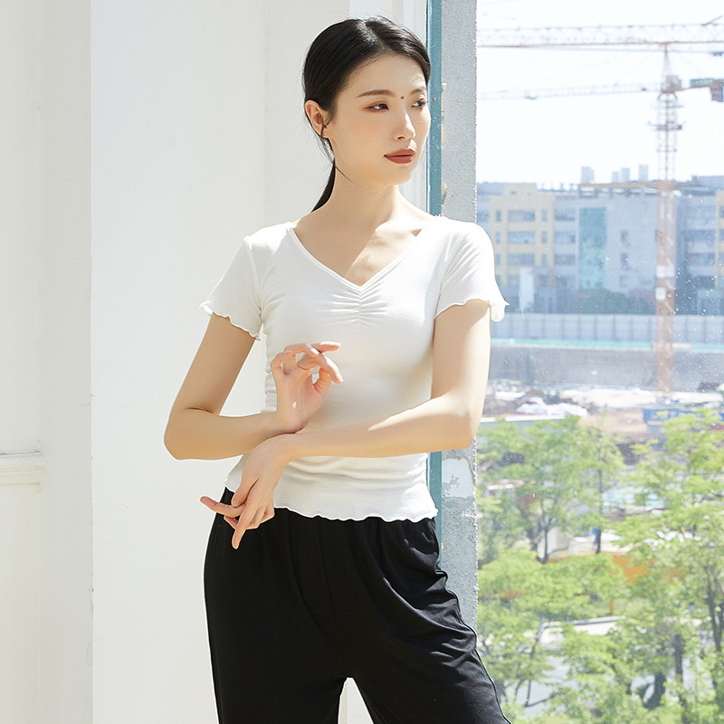 Женски топ за модерен танц, slim-fit, с къси и дълги ръкави, модал/памук 95%, подплата: модал 95% памук, подходящ за балет, латински и етнически танци, пролет-лято-есен