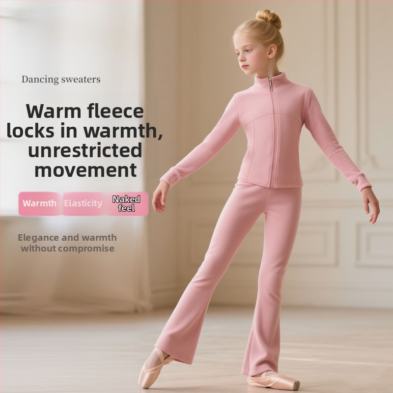 Jaunų mergaičių šokių treniruočių komplektas su ilgomis rankovėmis, 2025 m. pavasaris, Tr audinys, PVC 90–95%, Kinų stilius, Literatūrinis retro