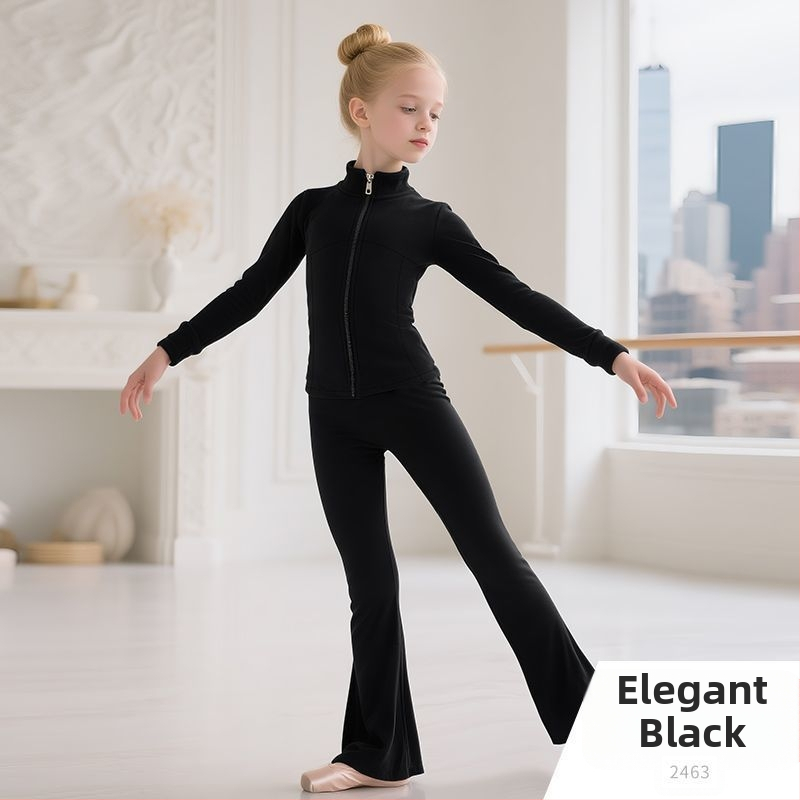 Set de dans pentru fete cu mâneci lungi, primăvara 2025, țesătură Tr, PVC 90–95%, stil chinezesc, retro literar