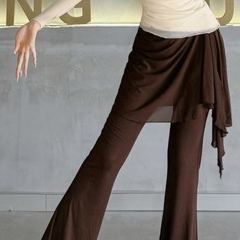 Nőknek szóló táncpantalonok mikro-árnyékos sziluettel, poliészter anyag, 96–100% poliészter tartalom, poliészter bélés