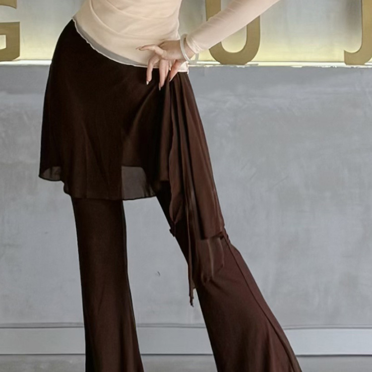 Nőknek szóló táncpantalonok mikro-árnyékos sziluettel, poliészter anyag, 96–100% poliészter tartalom, poliészter bélés