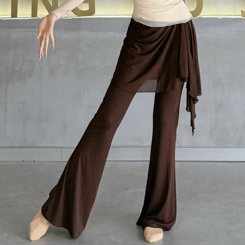 Nőknek szóló táncpantalonok mikro-árnyékos sziluettel, poliészter anyag, 96–100% poliészter tartalom, poliészter bélés