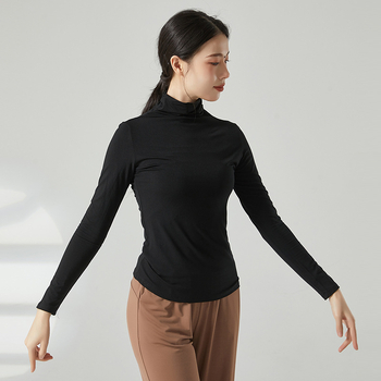 Top de dans modern cu guler înalt și mâneci lungi, croială slim, material viscoză (rayon) 93%, potrivit pentru iarnă, primăvară și toamnă