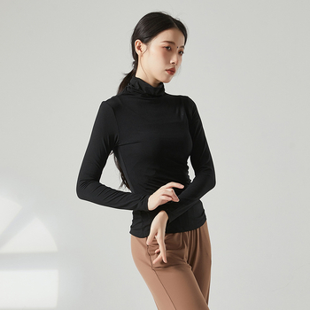 Top de dans modern cu guler înalt și mâneci lungi, croială slim, material viscoză (rayon) 93%, potrivit pentru iarnă, primăvară și toamnă