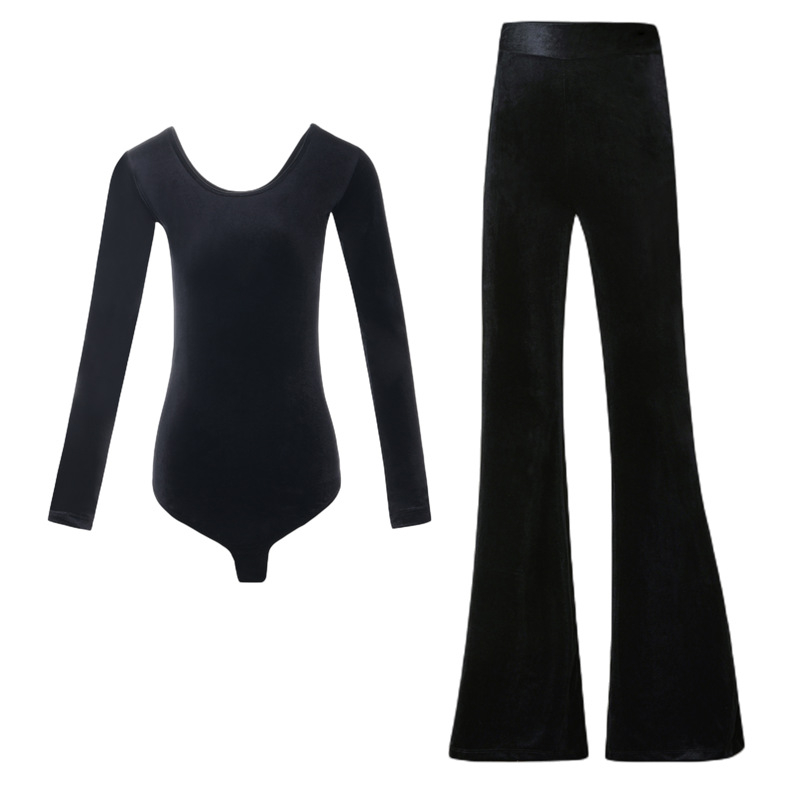 Costum de dans modern pentru femei, din catifea auriu, material: 80% poliester (căptușeală 80%), pentru iarnă și toamnă; potrivit pentru balet, dansuri latine, dansuri etnice și dansuri standard naționale