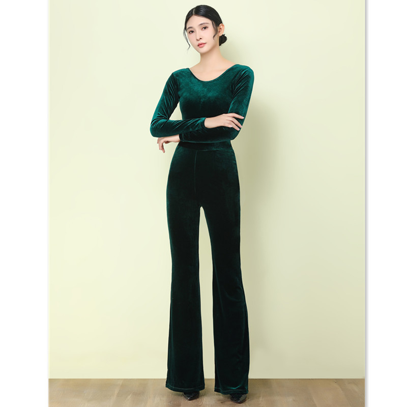 Costum de dans modern pentru femei, din catifea auriu, material: 80% poliester (căptușeală 80%), pentru iarnă și toamnă; potrivit pentru balet, dansuri latine, dansuri etnice și dansuri standard naționale