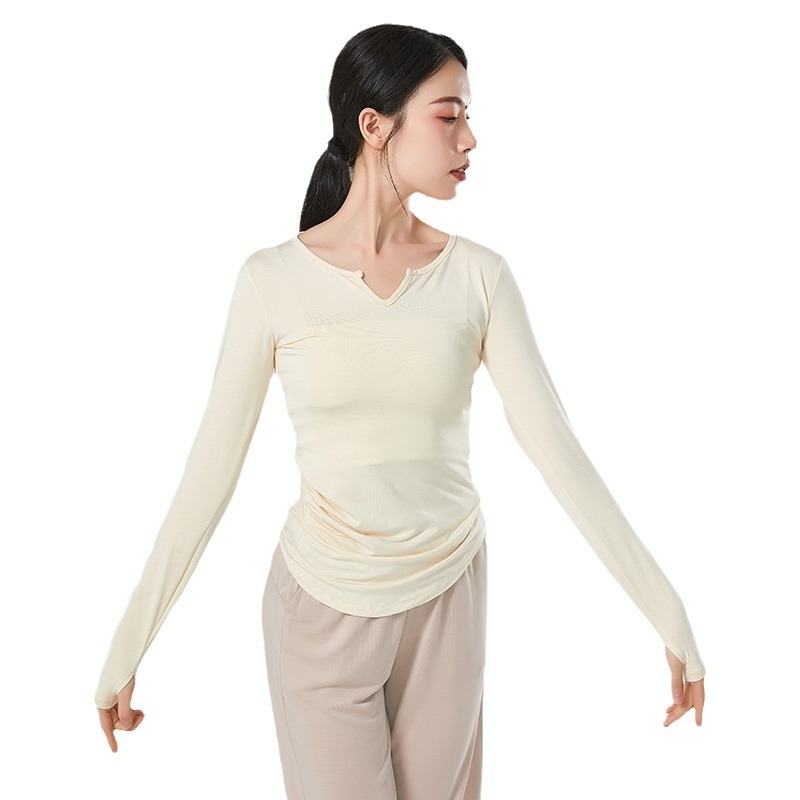 Brahman Yoga Női Modern Tánc Hosszú Ujjú Top Modal Szövet, 95% Pamut Béléssel