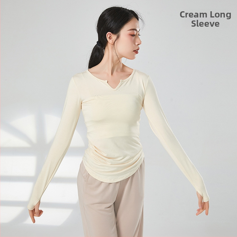 Brahman Yoga Női Modern Tánc Hosszú Ujjú Top Modal Szövet, 95% Pamut Béléssel