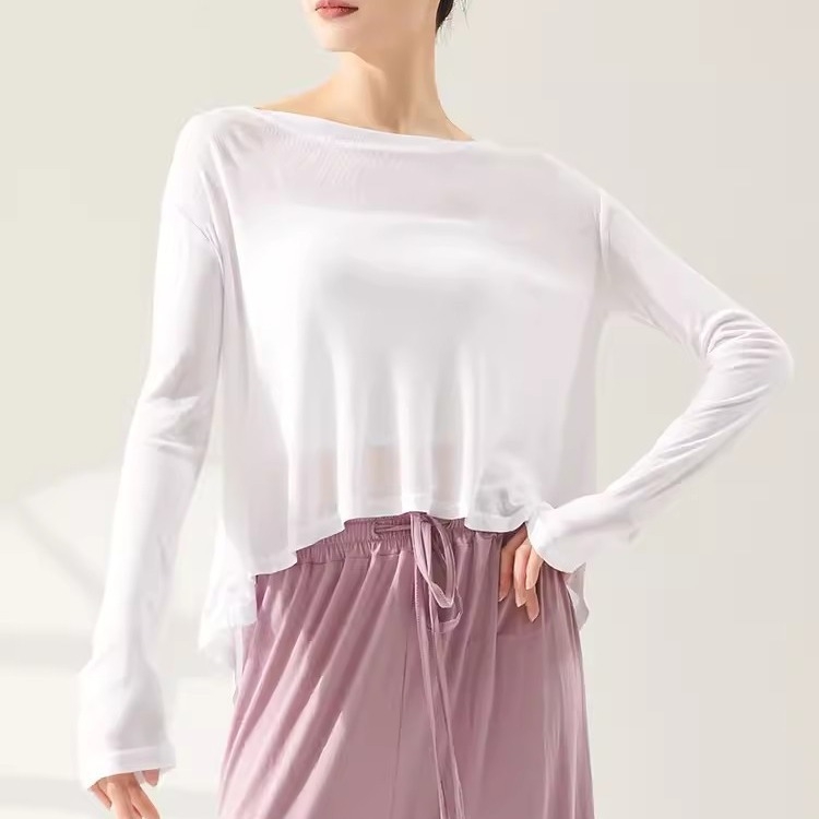 Модерен танцов топ, свободен къс ръкав, плат от имитационен тенсел/полиестер, унисекс за възрастни, за сцена/балет/хип-хоп