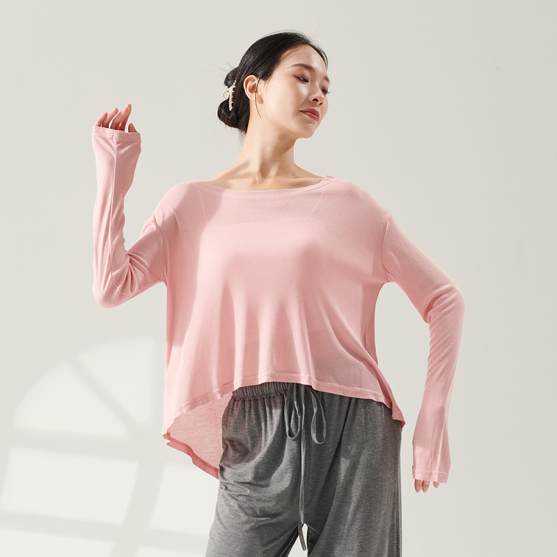 Модерен танцов топ, свободен къс ръкав, плат от имитационен тенсел/полиестер, унисекс за възрастни, за сцена/балет/хип-хоп