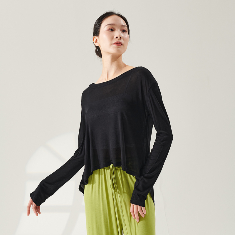 Модерен танцов топ, свободен къс ръкав, плат от имитационен тенсел/полиестер, унисекс за възрастни, за сцена/балет/хип-хоп