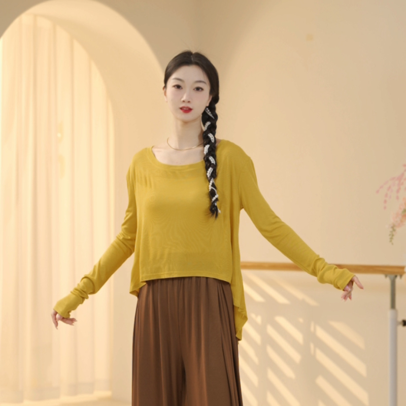 Модерен танцов топ, свободен къс ръкав, плат от имитационен тенсел/полиестер, унисекс за възрастни, за сцена/балет/хип-хоп