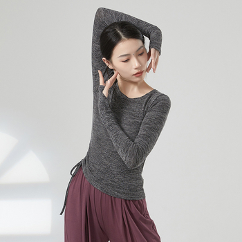 Moderno plesno treniranje top s vezom na dugim rukavima, baršunasta tkanina, mješavina poliestera-viskoze-elastana (63%/32%/5%), pogodno za pozornicu