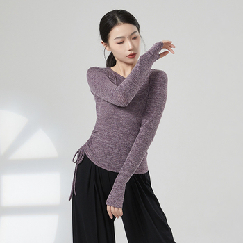 Moderno plesno treniranje top s vezom na dugim rukavima, baršunasta tkanina, mješavina poliestera-viskoze-elastana (63%/32%/5%), pogodno za pozornicu